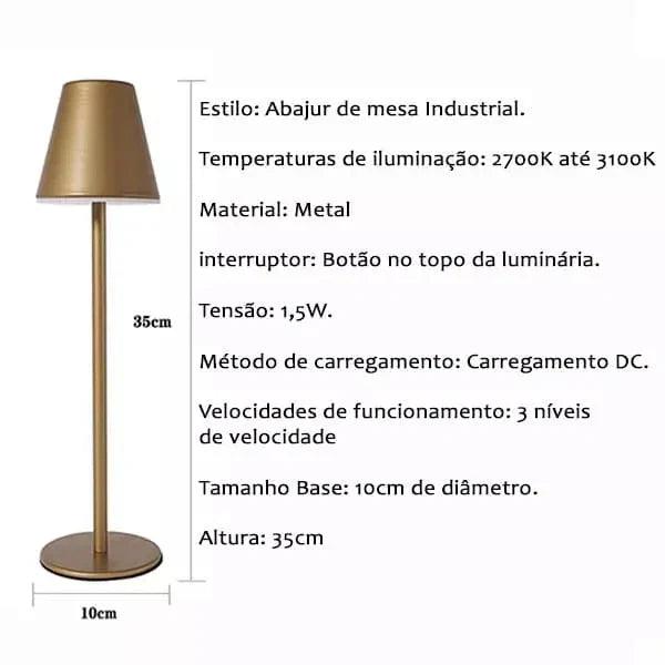 Luminária de Mesa Recarregável - Doys