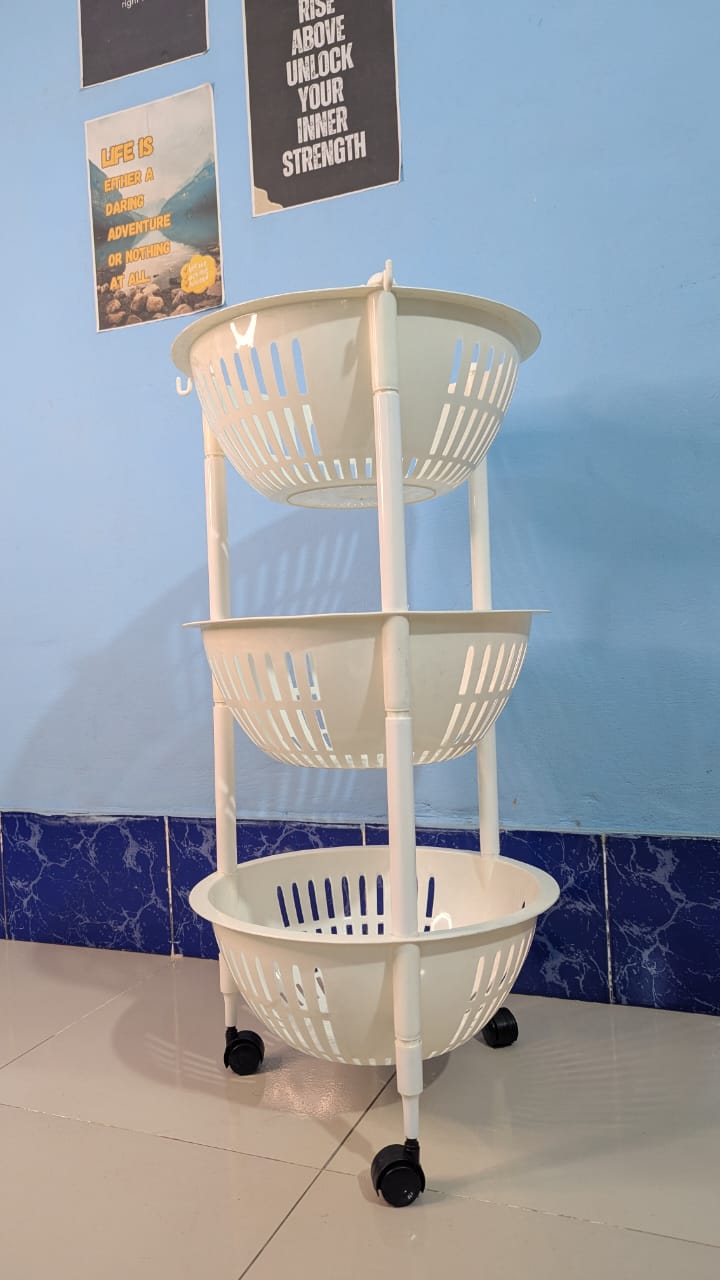 3 Layer Food Storage Rack with Wheels