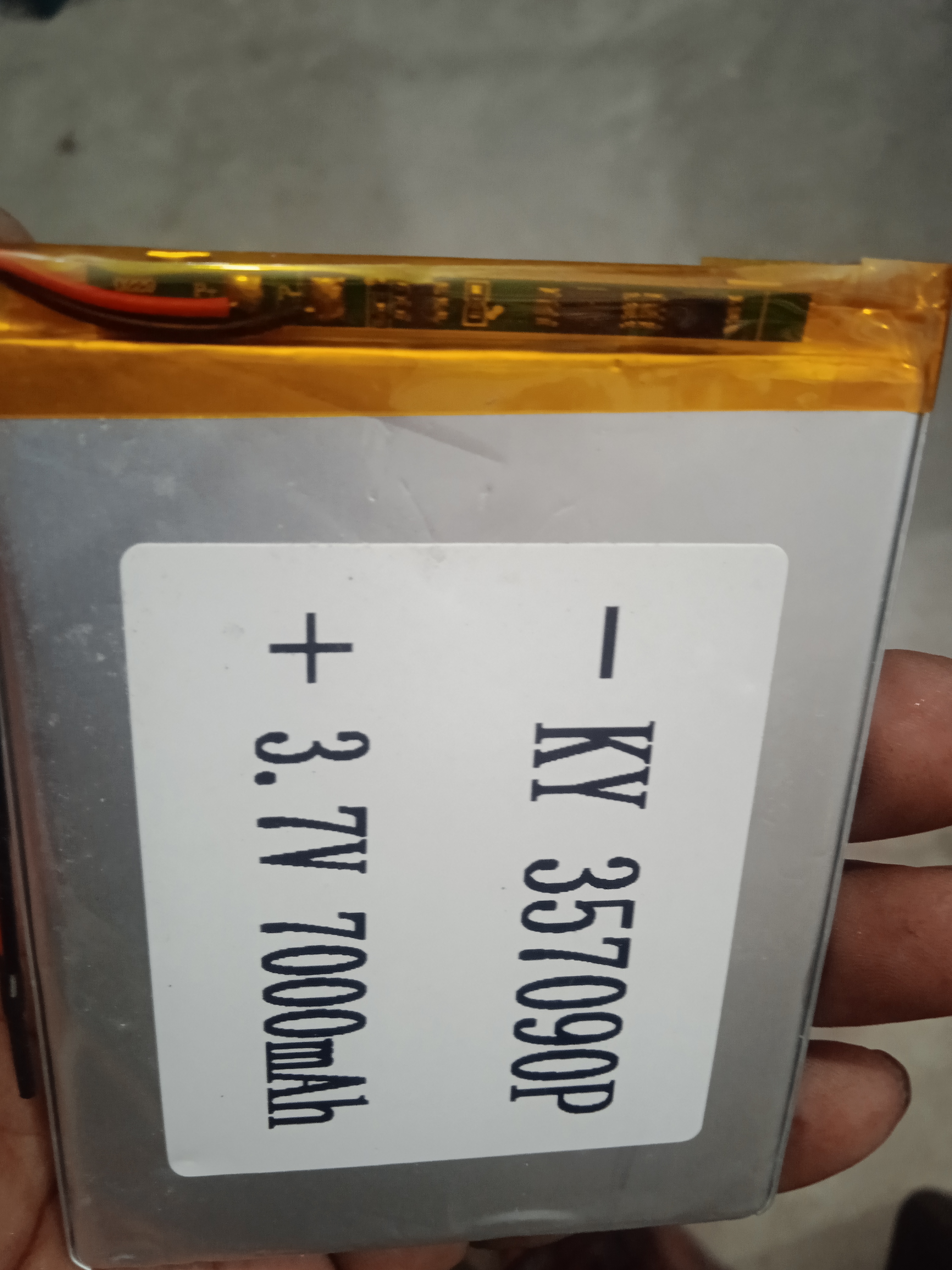3.7V Rechargeable Lithium Polymer (LiPo) Battery.
